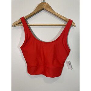 Old Navy SZ M Red/Pink Swim Bikini Top NWT Sleeveless Scoop Neck Summer Swimming